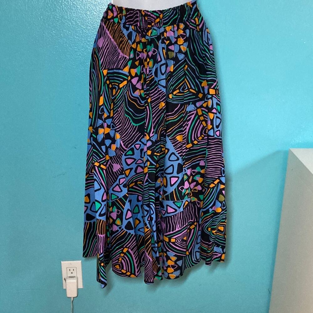 SM Collection  Womens Size S Vintage 80’s Vibrant Colorful Cotton Pull On Skirt